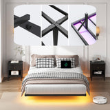 YORMDMO Floating Bed Frame Queen Size, Heavy Duty Bedframe with Smart LED Lights & Charging Station, Modern Metal Platform Bed, Easy Assembly No Box Spring Needed, 8 Inch YORMDMO