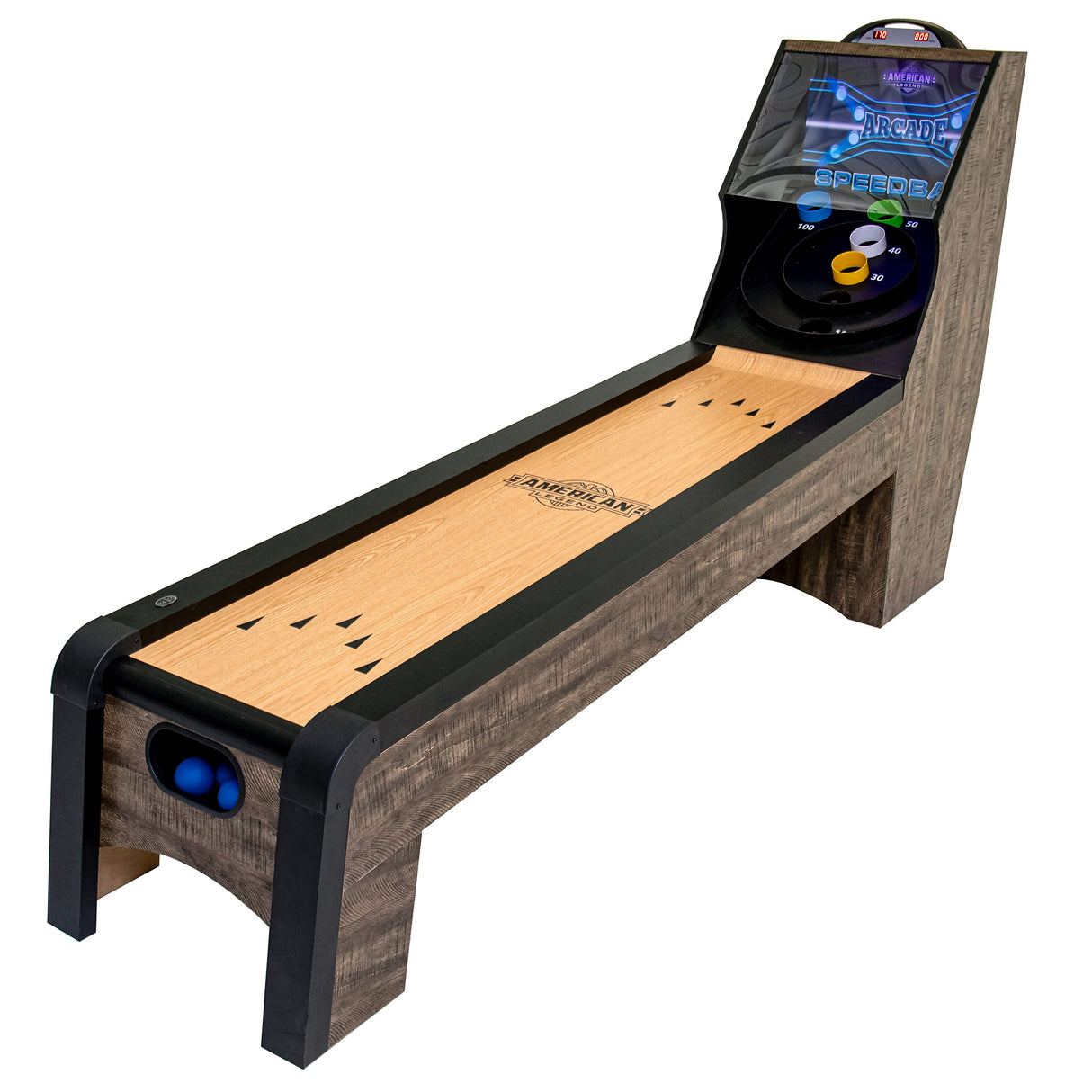 American Legend 9’ Arcade Speedball Game - Engineered Wood Construction - Realistic Game Play - Automatic Ball Return - 4 Balls Included American Legend