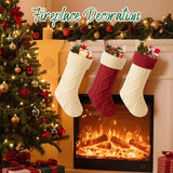 3PCS Knit Large Christmas Stockings,Length 18.9'',Fireplace Christmas Decorations, Holiday Gift Xmas Stockings for Candy Toy ScandiCasis