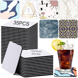 Cunhill 35 Pieces Sublimation Blanks Coasters, 3.54 x 3.54 Inch Square Blank Cup Mat Rubber Coasters Blank Cup Coaster for Sublimation Transfer Heat Press Printing DIY Crafts Cunhill