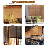 Retro Bamboo Blind Bamboo Roll Up Blinds Bamboo Roll Up Shades Bamboo Shades Blinds, Bamboo Roller Blinds for Outdoor Blinds for Patio Waterproof Outdoor/Indoor 26×67in/66×170cm （W×H） Green OCAZI