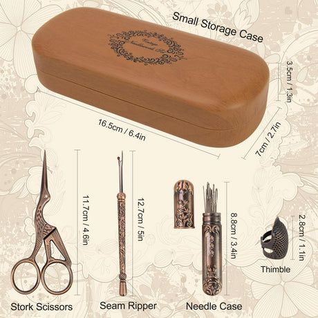 Vintage Embroidery Scissors Kit, Fancy Needlework Set with Crane Stork Shear, Antique Seam Ripper, European Style Thimbles, Needles for Sewing Knitting Cross Stitch Crochet Yarn Thread Cutting TALERLUV
