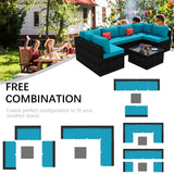 OUGMMGOU 5 Piece Patio Furniture Set, All-Weather PE Rattan Wicker Outdoor Sectional Furniture with Tempered Glass Table, Outdoor Couch Set OUGMMGOU