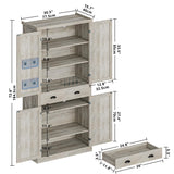 IRONCK Kitchen Pantry Storage Cabinet 72.6" H, with Barn Doors, Drawer, 4 Adjustable Shelves, Freestanding Cupboard for Dining Room Living Room, Laundry, Rustic Maple IRONCK