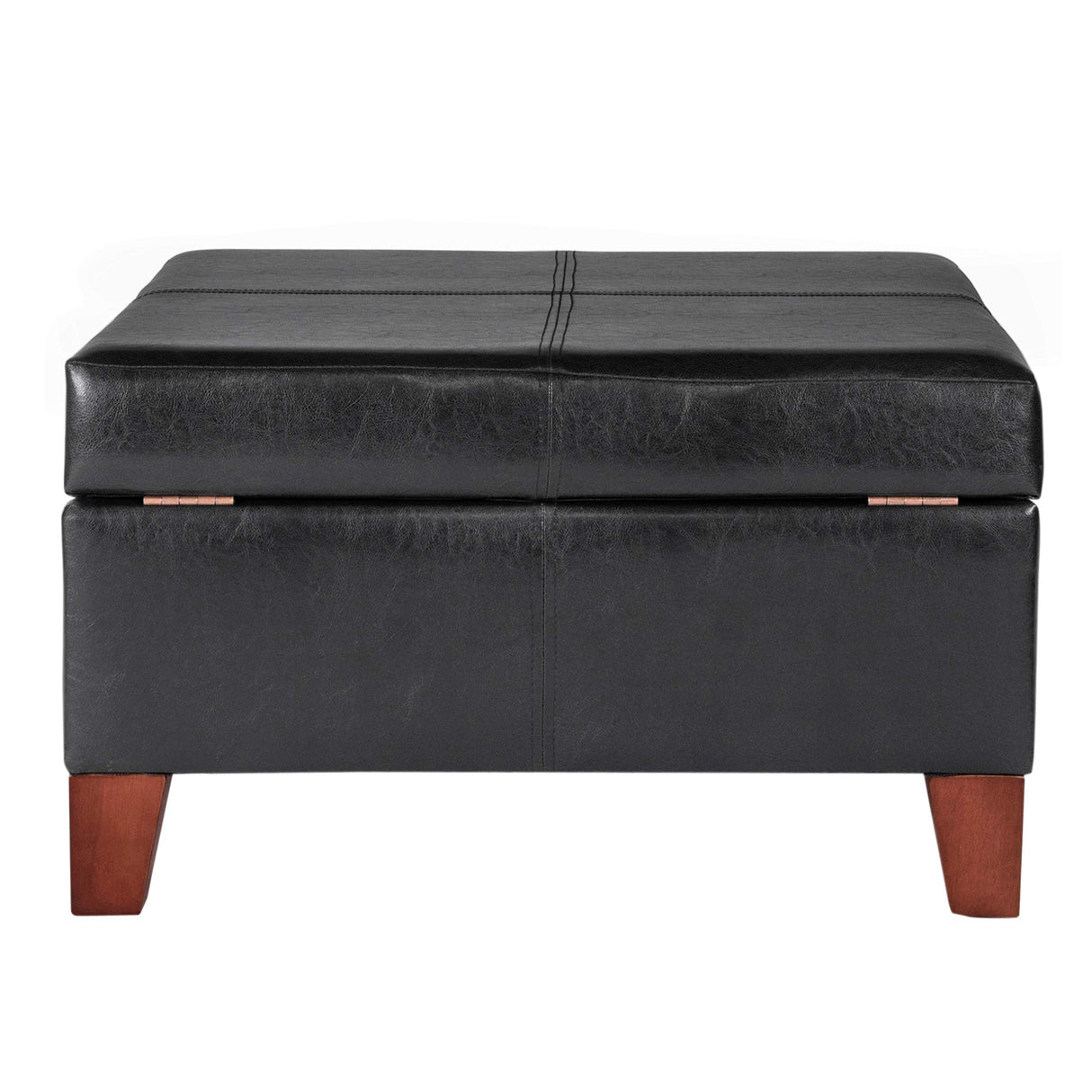 Homepop Home Decor |K2380-E169 | Luxury Large Faux Leather Square Storage Ottoman | Ottoman with Storage for Living Room & Bedroom, Black HomePop