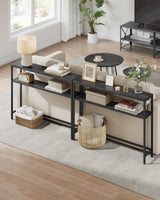 VASAGLE Console Table, 2-Tier Sofa Table, 7.9 x 39.4 x 31.5 Inches, Narrow Entryway Table, Modern Entry Table with 2 Shelves, for Living Room, Bedroom, Charcoal Gray and Ink Black ULNT131B22 VASAGLE