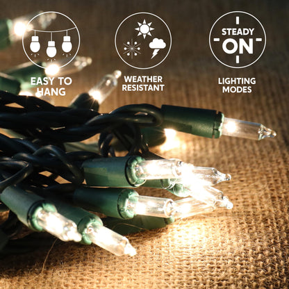 Joiedomi Clear Christmas Lights Outdoor, 400(4x100) Counts 105.6FT Christmas Tree Lights Indoor, Warm White String Lights, Green Wire Xmas Lights Decorations for Holiday Event Wedding Party Decor