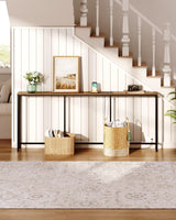 CHOEZON 78.7'' Narrow Console Table with Power Outlet 7.1" Skinny Sofa Table, Long Behind Couch Table with Charging Station, Entryway Table for Hallway, Living Room Rustic Brown and Black TXG20UBF CHOEZON