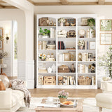FACBOTALL 71" Triple Wide Bookshelf, 6 Tier Bookcase, Large White Bookshelf with Curved Baffle, 63.4" Wide Tall Bookcase with 18 Open Display Shelves for Living Room, Study, White FACBOTALL