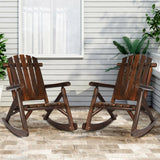 EPICOZY Outdoor Wooden Rocking Chair, Patio Rustic Adirondack Porch Rocker, All Weather Solid Wood Log Rocker Chair with High Back & Slatted Seat for Indoor, Backyard, Garden (Set of 2, Carbonized) EPICOZY