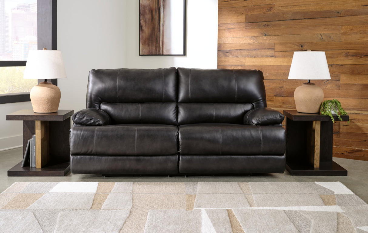 Signature Design by Ashley Mountainous Modern Leather Match Wall Hugger Power Reclining Sofa with Adjustable Headrest and USB Ports, Black Signature Design by Ashley