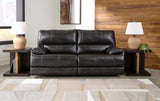 Signature Design by Ashley Mountainous Modern Leather Match Wall Hugger Power Reclining Sofa with Adjustable Headrest and USB Ports, Black Signature Design by Ashley