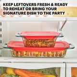 Pyrex 4-Piece Extra Large Glass Baking Dish Set With Lids and Handles, Oven and Freezer Safe Pyrex