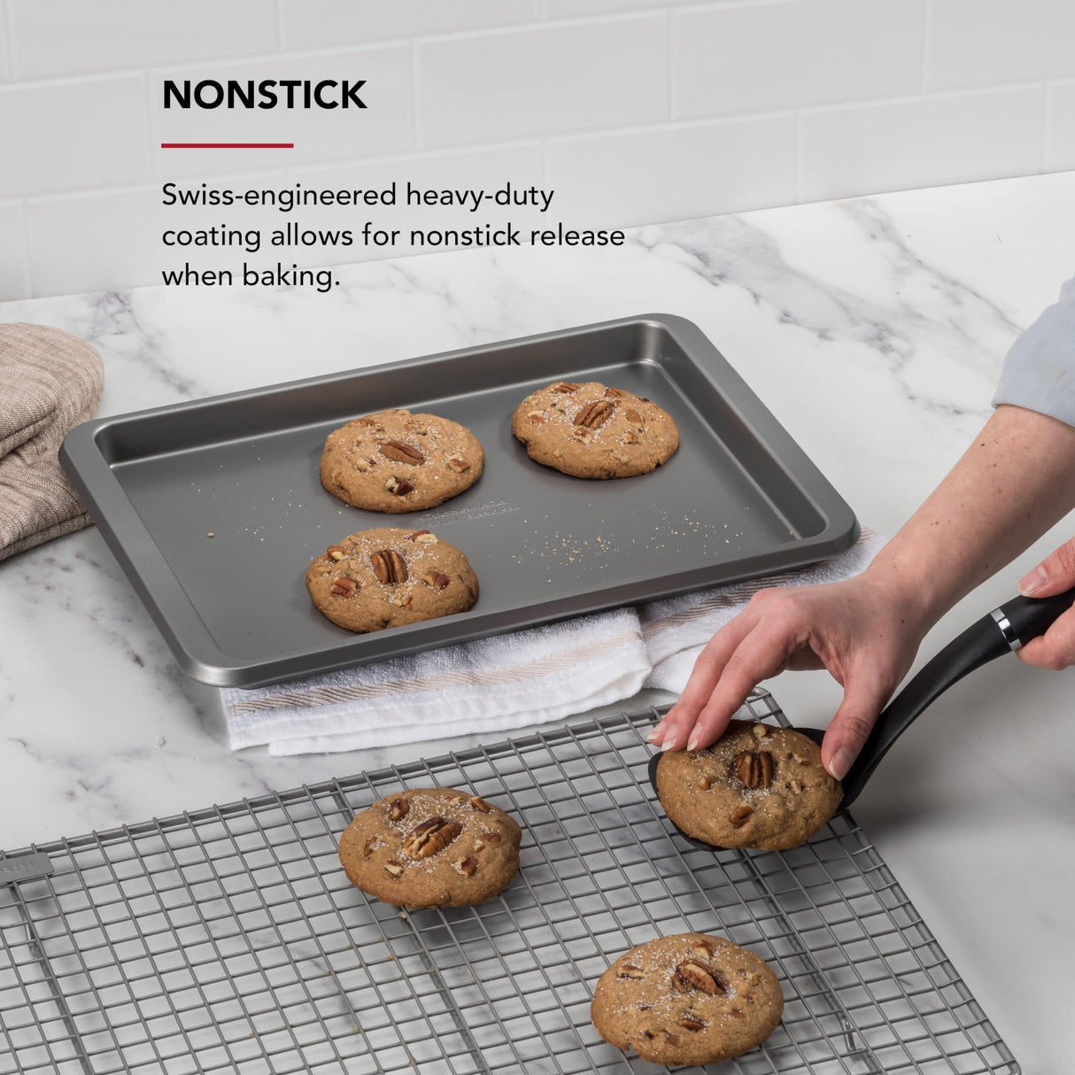 KitchenAid 9x13in Nonstick Aluminized Steel Baking Sheet, Contour Silver KitchenAid