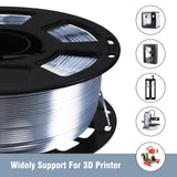 1.75mm Silk Pearlescent Metal Silver Shiny PLA Filament, 1kg 3D Printing Material Widely Support for FDM 3D Printer, Pack with Extra Filament Sample by BBLIFE Bblife