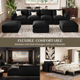 Belffin Extra Large Modular Sectional Sofa,106.3" 4-Seater L Shaped Couch,Velvet Convertible Sectional Couches for Living Room,Comfy Upholstered Modern Cloud Couch,Black Sofa Belffin