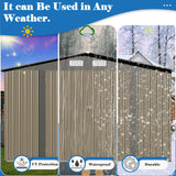 TIMWNER Large Storage Shed, 10' × 8' FT Metal Storage Shed with Lockable Door, Waterproof Shed Outdoor Use, Tool Shed with Windows for Bike, Garden, Brown TIMWNER