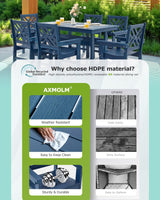 AXMOLM 10 Piece HDPE Outdoor Dining Set for 8, Patio HDPE Furniture Set with 2 Table and Umbrella Hole, Outdoor Table and Chairs for Garden, Poolside, Backyard, Deck AXMOLM