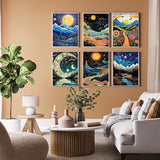 ARPADAMO 6 Pack Diamond Art Kits for Adults,5D Landscape Diamond Painting DIY Diamond Art Abstract Diamond Painting Kit for Adult,Round Full Drill Diamonds, Diamond Kit for Home Decor-12x16inch ARPADAMO