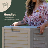 IRIS USA 35-Gallon Outdoor Deck Delivery Storage Box, Lockable & UV-Protected, Weather-Resistant Patio Storage for Cushions, Garden Tools & Packages, Waterproof Resin, Durable & Stylish Design - Beige IRIS