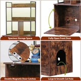 ZENY 2-in-1 Cat Litter Box Enclosure with Storage Shelves, Hidden Cat Litter Box Enclosure Furniture with Entrance (Rustic Brown) ZENY