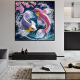 CHWGLFGG 5D Diamond Art Kits for Adults Beginners, Two Fish Special Shape Diamond Painting, DIY Drill Diamond Dot Gem Art Kits for Adults, Home Wall Decor 11.8X11.8 Inch CHWGLFGG