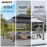 Sunjoy Roberts Outdoor Patio 13 x 15 ft. Black Steel Frame Hardtop Gazebo with 2-Tier Rust-Resistant Steel Roof by SummerCove SummerCove