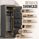 KAER Fireproof Gun Safe, 16-20 Rifle Safe 1400°F / 45 Minutes, Interior 360°Velvet Protection|5 Active Bolts & 2 Deadbolts For Fingerprint Lock, 90-180° Outward-Opening, Storage + Smooth Handle(Grey) KAER