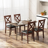 Giantex Wood Dining Chairs Set of 4, Faux Leather Upholstered Dining Chairs with Rubber Wood Legs, Vintage Kitchen Chair w/Padded Seat, Max Load 355 Lbs, Farmhouse Armless Wooden Dining Room Chair Giantex
