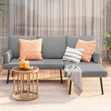 Gizoon Outdoor Patio Furniture Set, Wicker Rattan L-Shaped Conversation Sectional Sofa Set with Thick Cushions, Detachable Lounger and Side Table for Backyard, Porch, Balcony, Pool (Grey) Gizoon