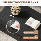 Homiflex Coffee Table Lift Top, 40 Inch Multi-Function Coffee Table with 2 Drawers, Hidden Compartment, Curved Profile Design, Converts to Home Office Table, Dining Table for Living Room, Black Homiflex