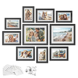 SONGMICS Picture Frames with 16 Mats, Set of 10, Collage Photo Frames with Two 8x10, Four 5x7, Four 4x6 Frames, Hanging or Tabletop Display, MDF and Glass, 12 Non-Trace Nails, Ash Black URPF049B01 SONGMICS