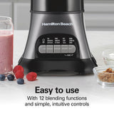 Hamilton Beach Blender for Shakes and Smoothies & Food Processor Combo, With 40oz Glass Jar, Portable Blend-In Travel Cup & 3 Cup Electric Food Chopper Attachment, 700 Watts, Gray & Black (58163) Hamilton Beach