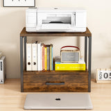 Homeiju Printer Stand for Desk, 2 Tier Printer Stand with Storage,Printer Stand with Drawer,Multi-Purpose Desktop Printer Stand,Heavy Duty Desk Shelf/Desk Organizer for Home Office Homeiju