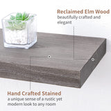 Axeman 72 Inch Fireplace Mantel Shelf - 8 Inch Deep Rustic Solid Elm Wood Floating Shelf, Wall Mounted Farmhouse Display Shelf with Invisible Heavy Duty Metal Bracket, Grey Axeman