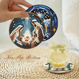 Yijingtop 8PCS Jesus Diamond Art Coasters Kits,Religion Diamond Painting Coasters with Holder,Small Diamond Art Kits for Adults,Crystal Gem Art Kits for Home Wall Decor Yijingtop