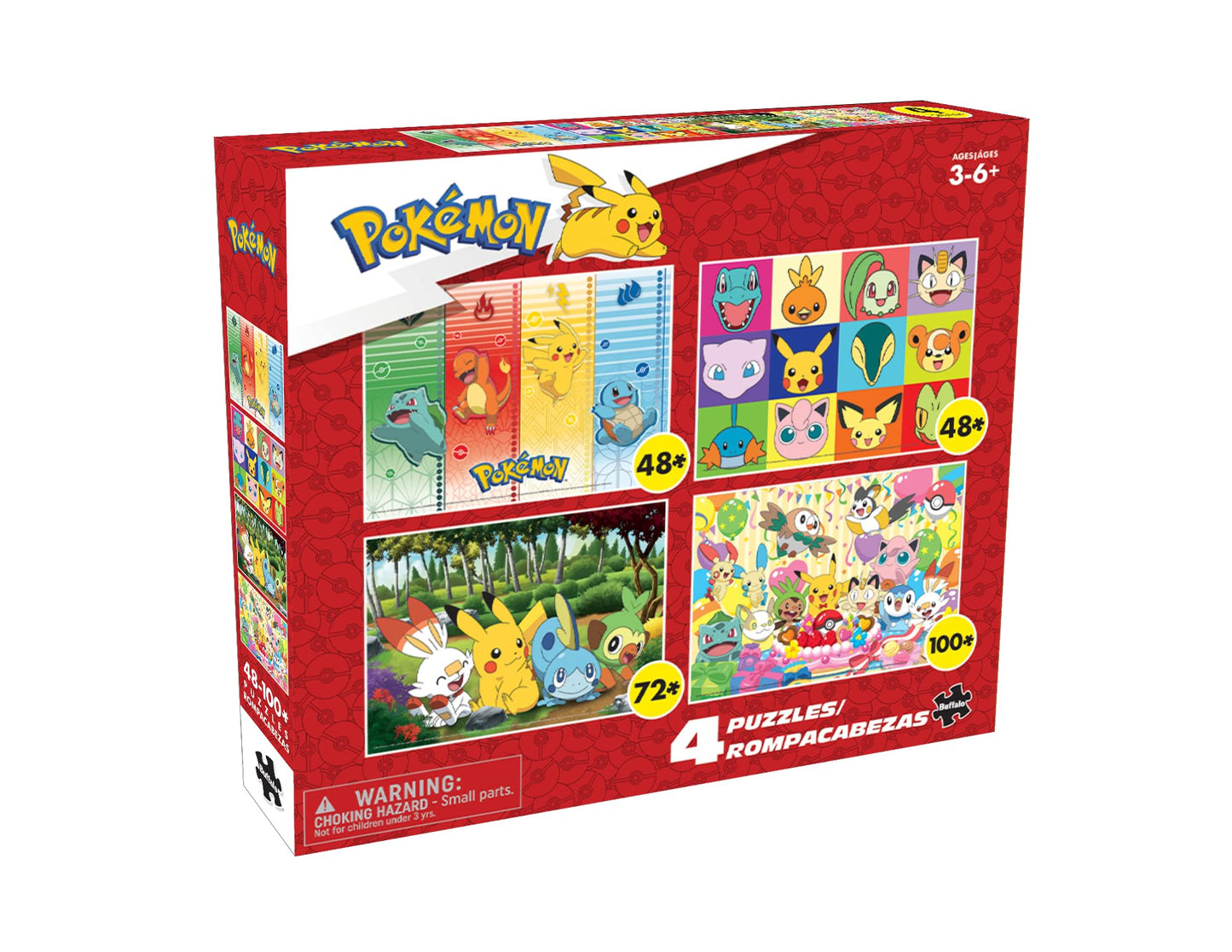 Buffalo Games - Pokemon - 4 X 1 Kids Multipack - Kids Pokemon Multipack - Multi Piece Jigsaw Puzzle for Adults -Challenging Puzzle Perfect for Game Nights - Finished Size Varies