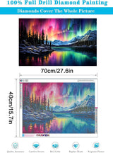 mrpwnle Northern Lights Diamond Art Painting Kits for Adults-5D Large Size Aurora Diamond Art Painting for Beginners, DIY Round Full Drill Aurora Landscape Gem Art Crafts Kits 27.6x15.8in mrpwnle