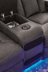 Signature Design by Ashley Fyne-Dyme Contemporary Power Reclining Loveseat with Console, USB Charging Ports and Adjustable Headrest, Gray Signature Design by Ashley