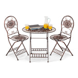 Alpine Corporation Indoor/Outdoor 3-Piece Oval Bistro Set Folding Table and Chairs Patio Seating, Bronze Alpine Corporation