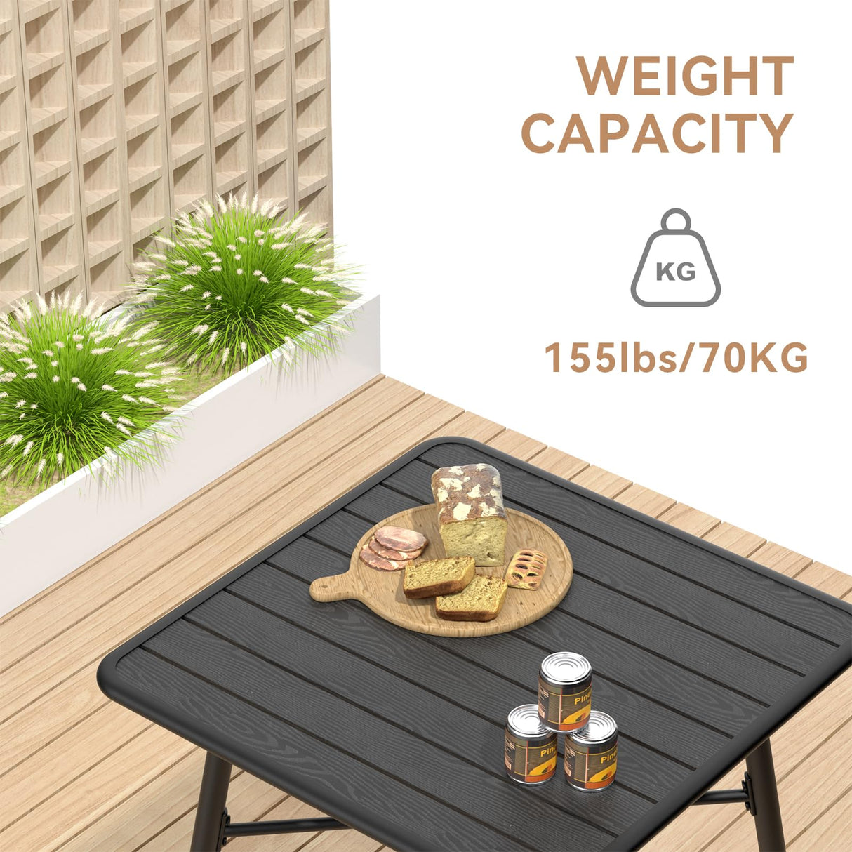 C-Hopetree 41" Counter Height Bar Table, Square Metal Pub Bistro Cocktail Table for Indoor Outdoor Use, Black C-Hopetree