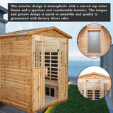 WEALTHOME Outdoor Sauna for 4 Person,Applicable Indoors and Outdoors. Far Infrared Sauna 8 Low EMF Heaters, Wooden Sauna Room 2050 Watt, Old Chinese Fir, Chromotherapy, Bluetooth Speaker, LCD, LED WEALTHOME