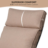 Grand patio Outdoor Recliner Air Pump 150° Lay Flat Reclining Chair with Independent Adjustable Back and Footrest Removable Olefin Cushion Flip-Up Table Wicker Beige 2PCS Grand patio