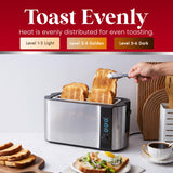 Elite Gourmet ECT-3100 Long Slot 4 Slice Toaster, Reheat, 6 Toast Settings, Defrost, Cancel Functions, Built-in Warming Rack, Extra Wide Slots for Bagels & Waffles, Stainless Steel & Black Elite Gourmet