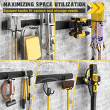 YZSFMZGE 64" Garage Tool Organizer Wall Mount, 850lbs Garden Tool Organizer with 12 Adjustable Hooks, Heavy Duty Garage Tool Storage Rack for Yard, Shed (4 Racks, 12 Hooks, 4 Straps) YZSFMZGE