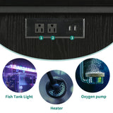 YITAHOME Fish Tank Stand with Power Outlets & LED Light, 55-75 Gallon Metal Aquarium Stand with Cabinet for Fish Tank Accessories Storage for Turtle Tank, Reptile Terrarium, 860LBS Capacity, Black YITAHOME