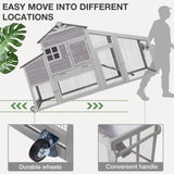 MEDEHOO Chicken Coop with Wheels Wooden Outdoor Chicken House Easy Cleaning with Nesting Box, Deeper Leakproof Pull-Out Tray and UV Proof Panel Roof - Reinforced Version MEDEHOO