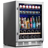 Beverage Fridge 24 Inch Beverage and Wine Cooler Built-in or Freestanding - 120 Cans & 16 Bottles Capacity Wine Refrigerator Cooler Kalamera