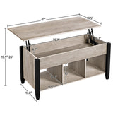 Yaheetech Gray Coffee Table, Lift Top Coffee Table with Hidden Compartment & Shelf, Lift Up Dining Table for Living Room Reception, Retro Central Table with Wooden Lift Tabletop, 41 inch L Yaheetech