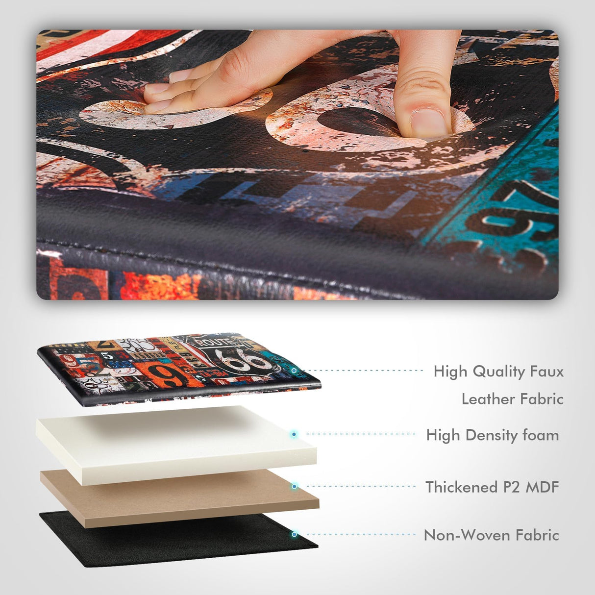 B FSOBEIIALEO Folding Storage Ottoman Bench with Faux Leather Footrest Seat, Coffee Table 30"x15"x15" B FSOBEIIALEO